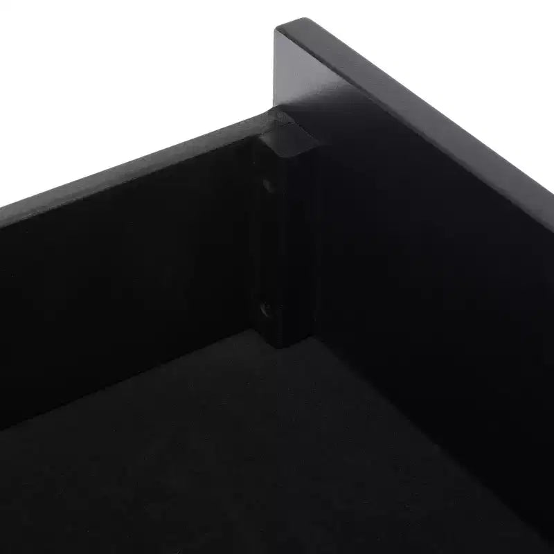 Commode à 3 tiroirs avec pieds fuselés, finition taupe et poignées noires