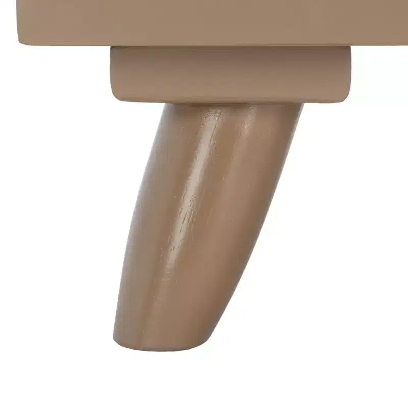 Commode à 3 tiroirs avec pieds fuselés, finition taupe et poignées noires