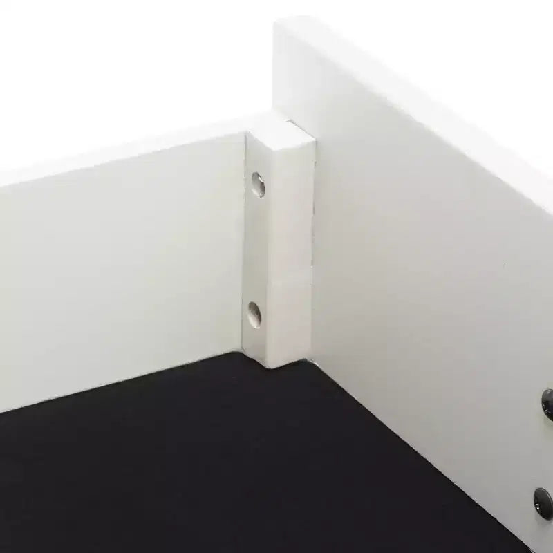 Commode à 3 tiroirs avec pieds fuselés, finition taupe et poignées noires