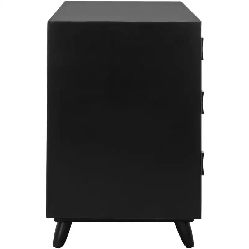 3-Drawer Chest Dresser with Tapered Legs, Taupe Finish & Black Handles