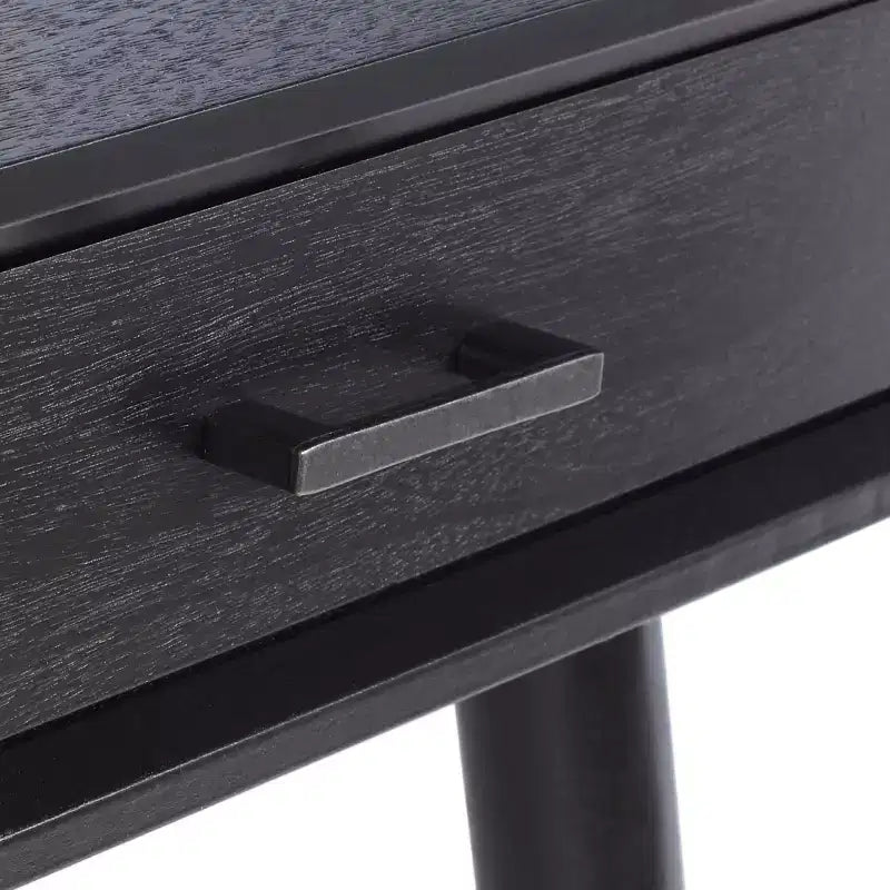 Bureau 2 tiroirs, blanc vieilli, bois et MDF