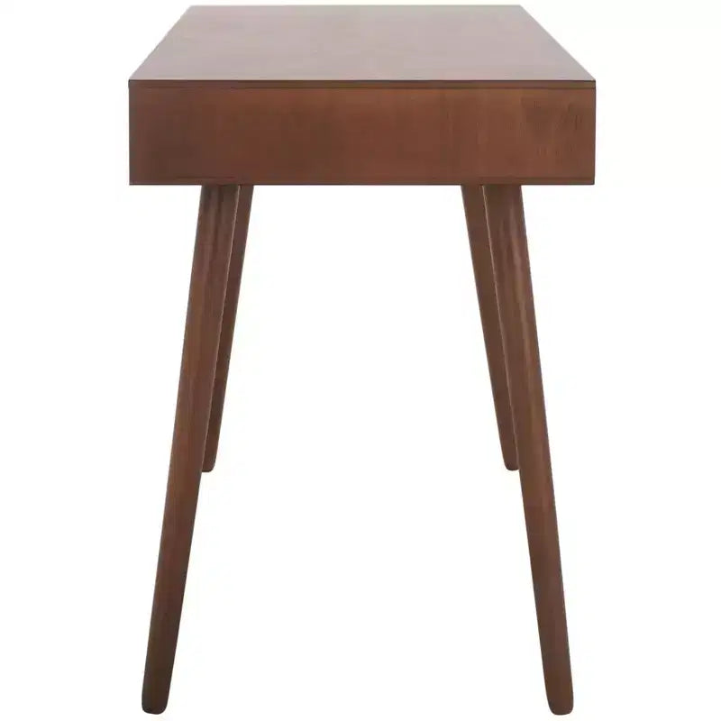 Bureau 2 tiroirs, blanc vieilli, bois et MDF