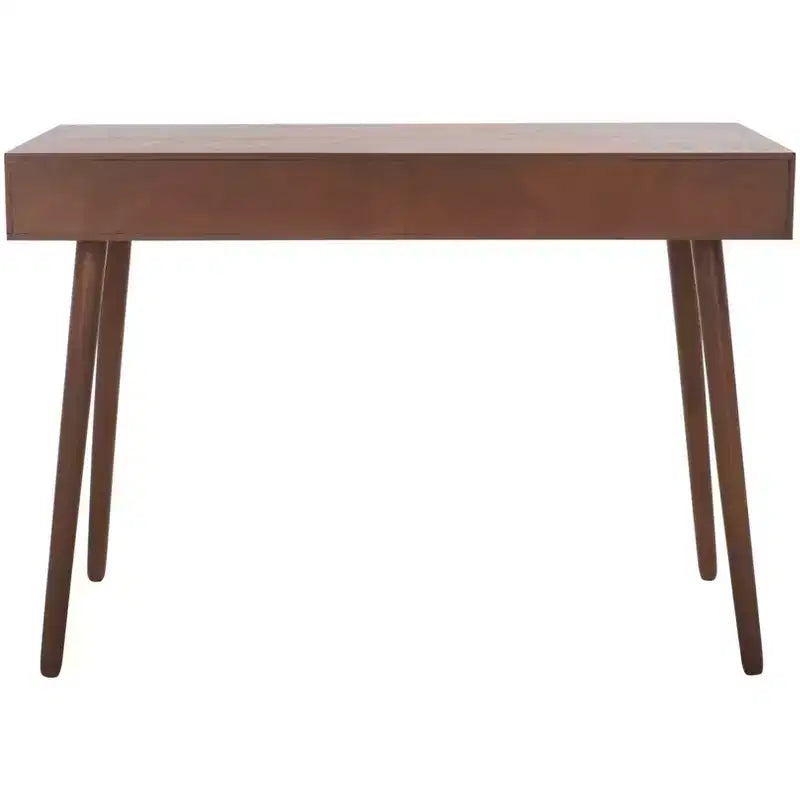 Bureau 2 tiroirs, blanc vieilli, bois et MDF