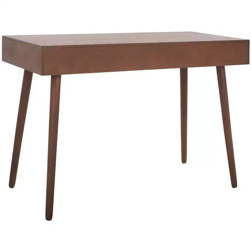 Bureau 2 tiroirs, blanc vieilli, bois et MDF