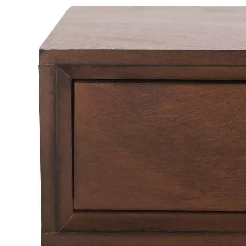 Bureau 2 tiroirs, blanc vieilli, bois et MDF