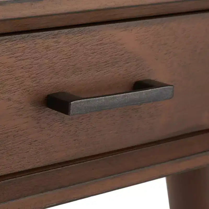 Bureau 2 tiroirs, blanc vieilli, bois et MDF