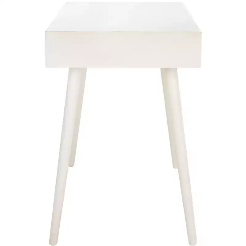 Bureau 2 tiroirs, blanc vieilli, bois et MDF