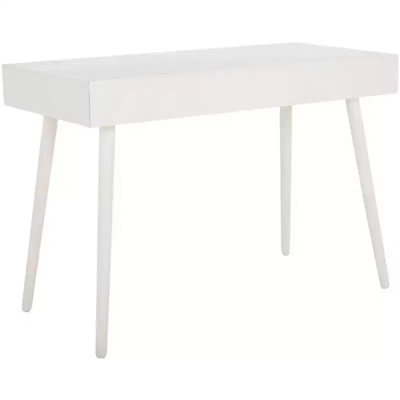 Bureau 2 tiroirs, blanc vieilli, bois et MDF