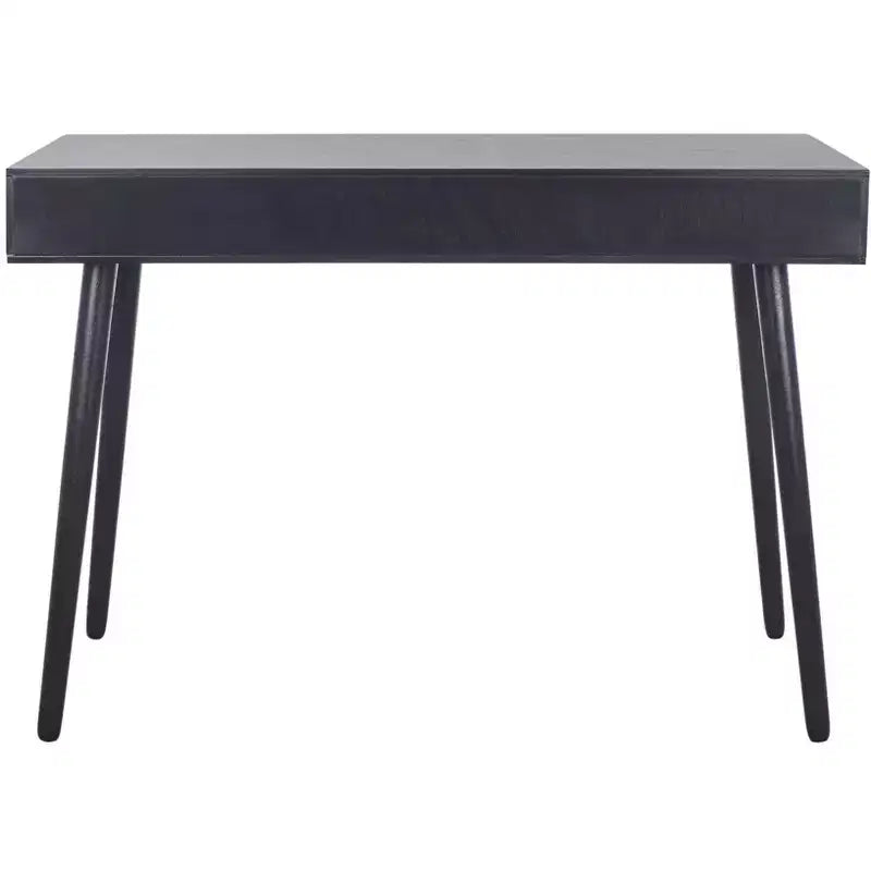 Bureau 2 tiroirs, blanc vieilli, bois et MDF