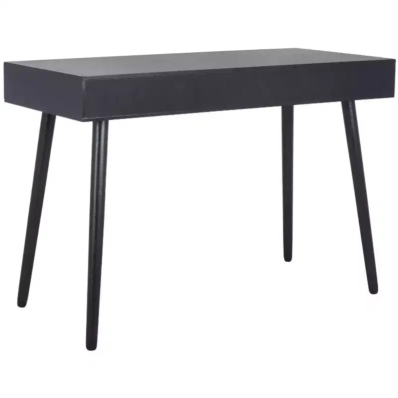 Bureau 2 tiroirs, blanc vieilli, bois et MDF