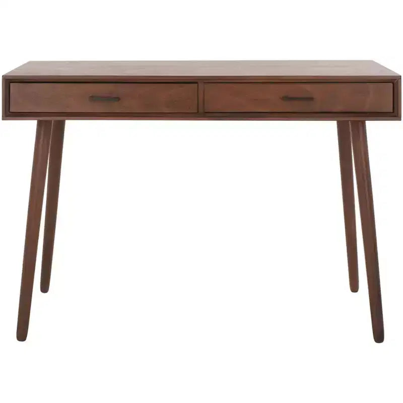 2-Drawer Writing Desk in Distressed White, Wood & MDF