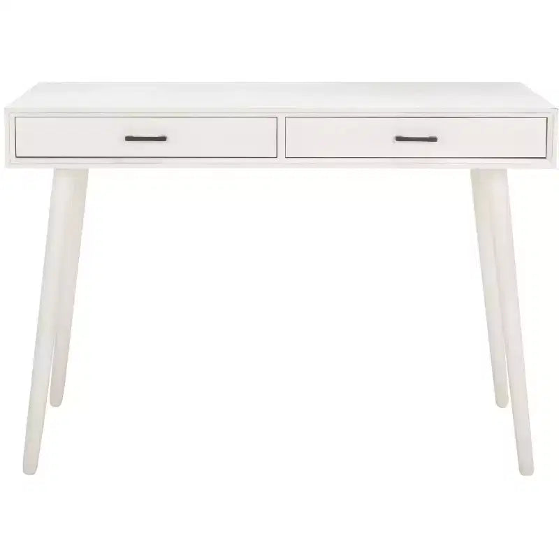 2-Drawer Writing Desk in Distressed White, Wood & MDF