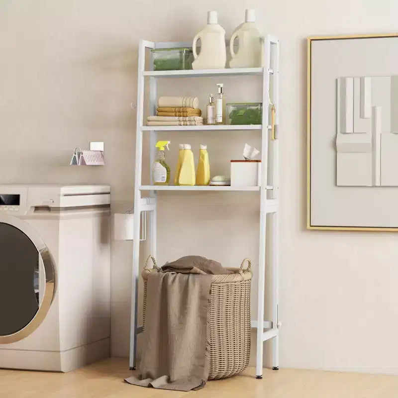 Étagère de rangement 3 niveaux au-dessus des toilettes, autoportante, 2 crochets latéraux, capacité de 60 kg