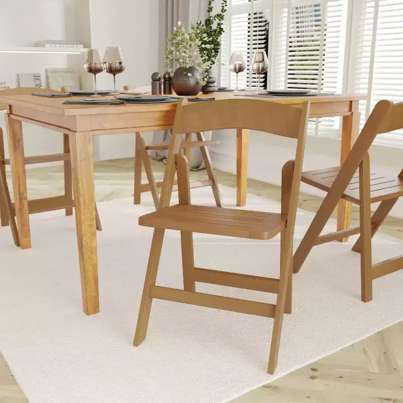 Lot de 2 chaises de salle à manger pliantes en bois massif, capacité 136 kg, aucun assemblage requis
