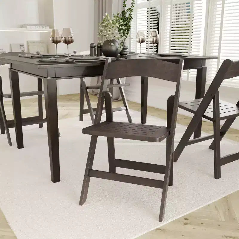 Lot de 2 chaises de salle à manger pliantes en bois massif, capacité 136 kg, aucun assemblage requis