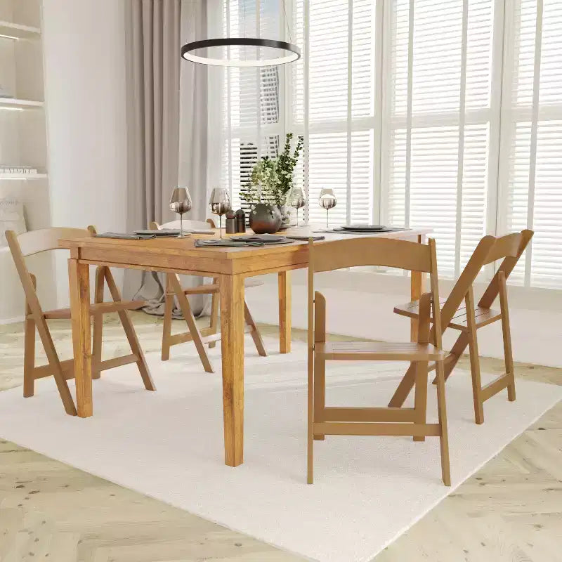 Set of 2 Solid Wood Foldable Dining Chairs, 300 lb Capacity, No Assembly