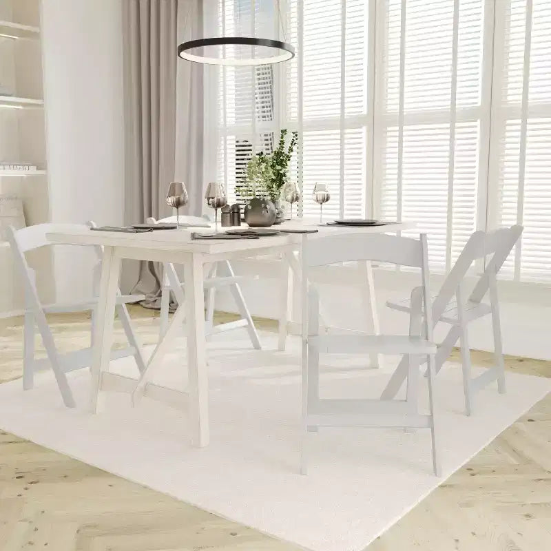 Set of 2 Solid Wood Foldable Dining Chairs, 300 lb Capacity, No Assembly