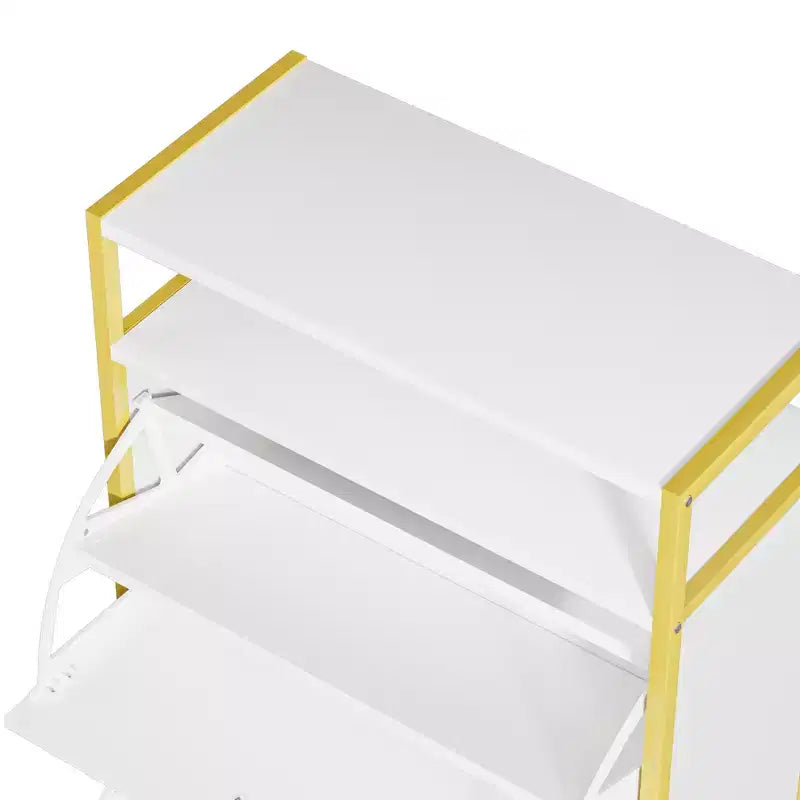 Banc de rangement d'entrée avec tiroirs à bascule à 2 niveaux, siège rembourré, capacité de 8 à 12 paires