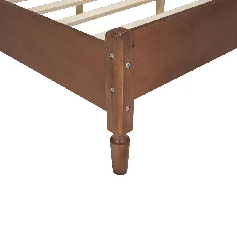 Lit plateforme Queen/Full avec tête de lit en rotin naturel et lattes en bois, capacité de 272 kg