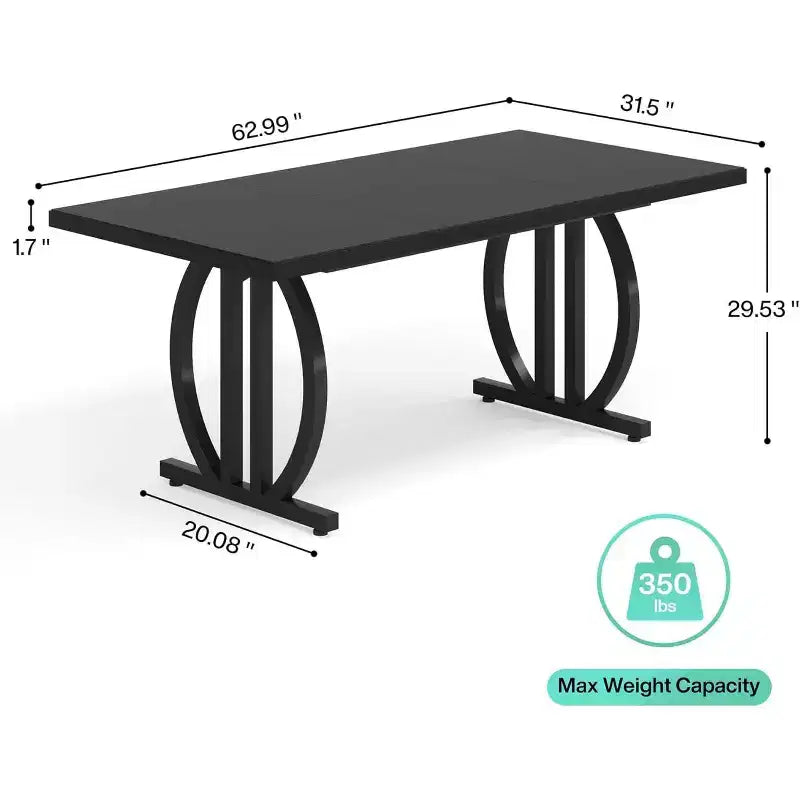 Bureau informatique moderne de direction, plateau en MDF et cadre en métal, capacité de 158 kg