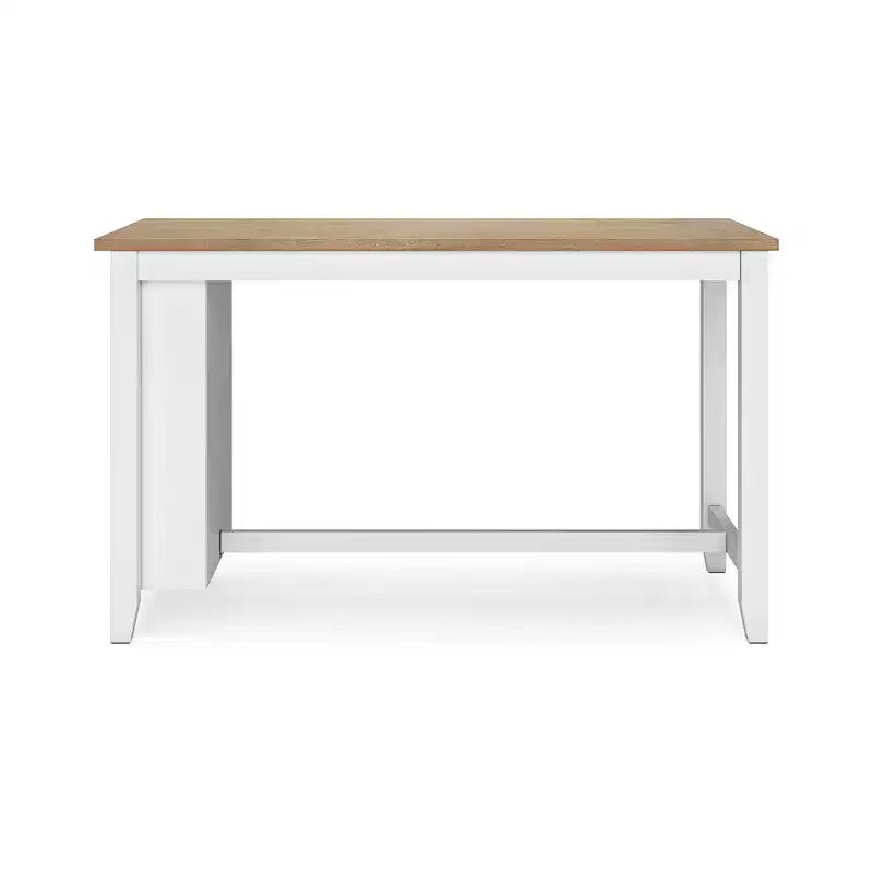 Table de salle à manger hauteur comptoir avec plateau en billot de boucher et 3 étagères de rangement, 4 places