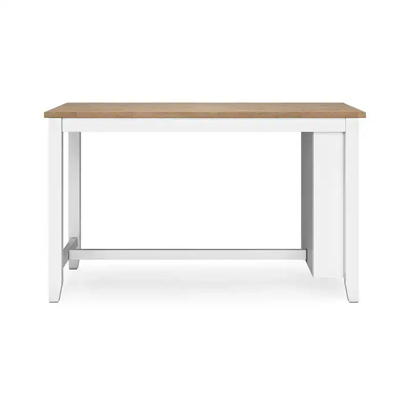 Table de salle à manger hauteur comptoir avec plateau en billot de boucher et 3 étagères de rangement, 4 places