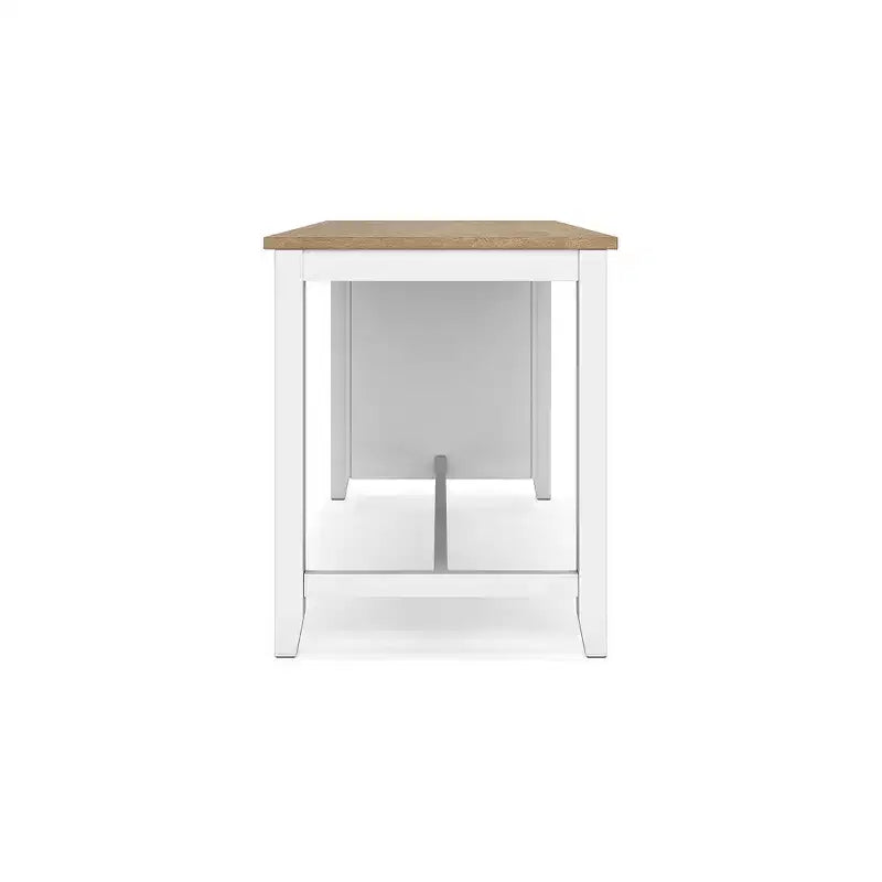Table de salle à manger hauteur comptoir avec plateau en billot de boucher et 3 étagères de rangement, 4 places