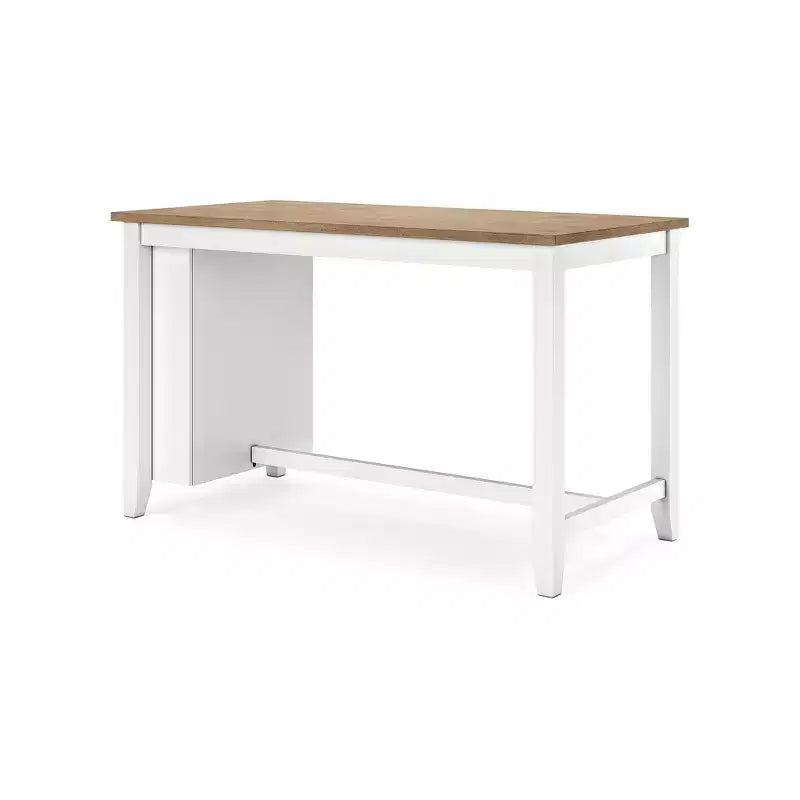 Table de salle à manger hauteur comptoir avec plateau en billot de boucher et 3 étagères de rangement, 4 places