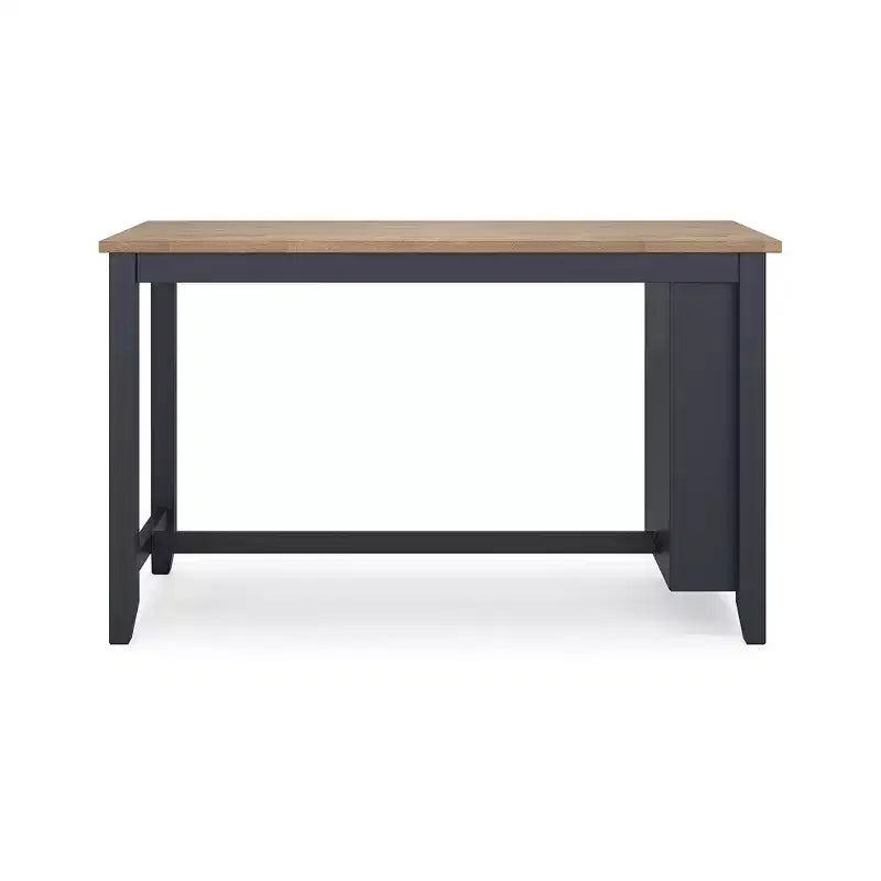 Table de salle à manger hauteur comptoir avec plateau en billot de boucher et 3 étagères de rangement, 4 places