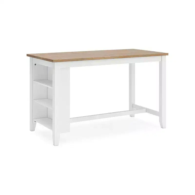 Counter Height Dining Table with Butcher Block Top & 3 Storage Shelves, Seats 4