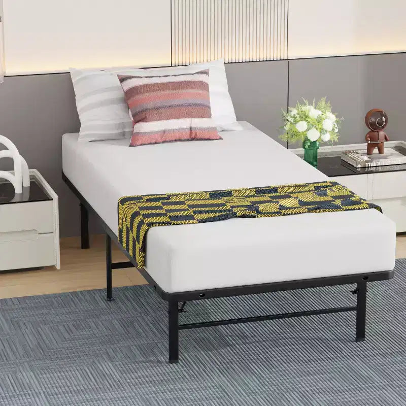 14" Metal Platform Bed Frame, Heavy-Duty Steel Slats, Noise-Free, No Box Spring Needed