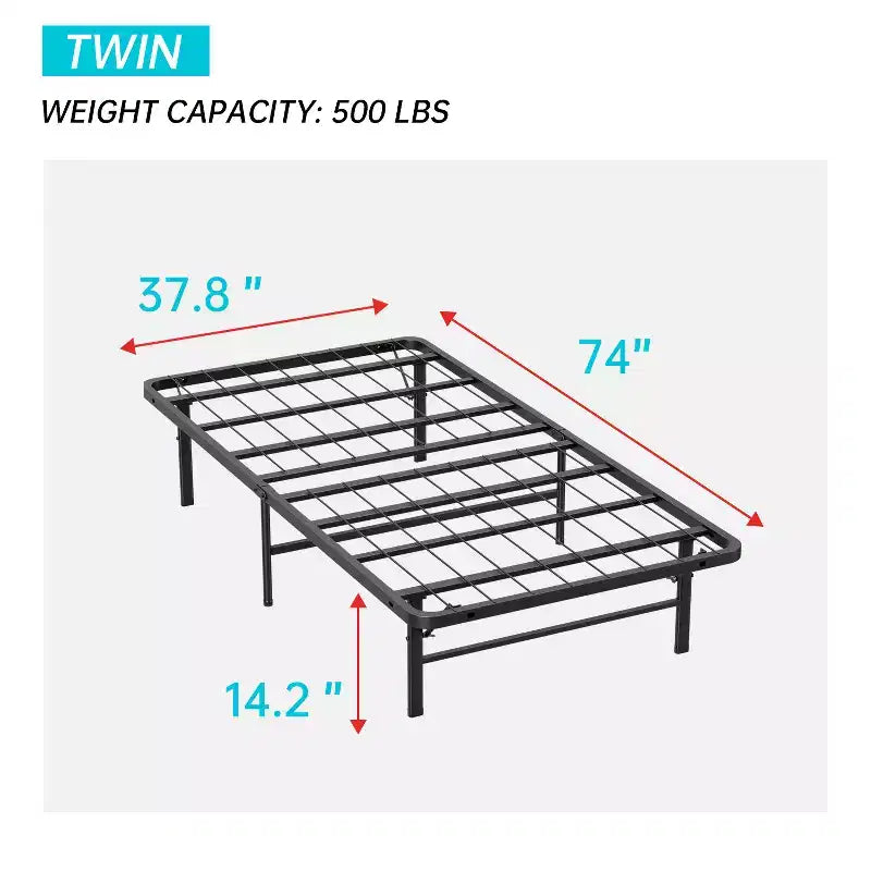 14" Metal Platform Bed Frame, Heavy-Duty Steel Slats, Noise-Free, No Box Spring Needed