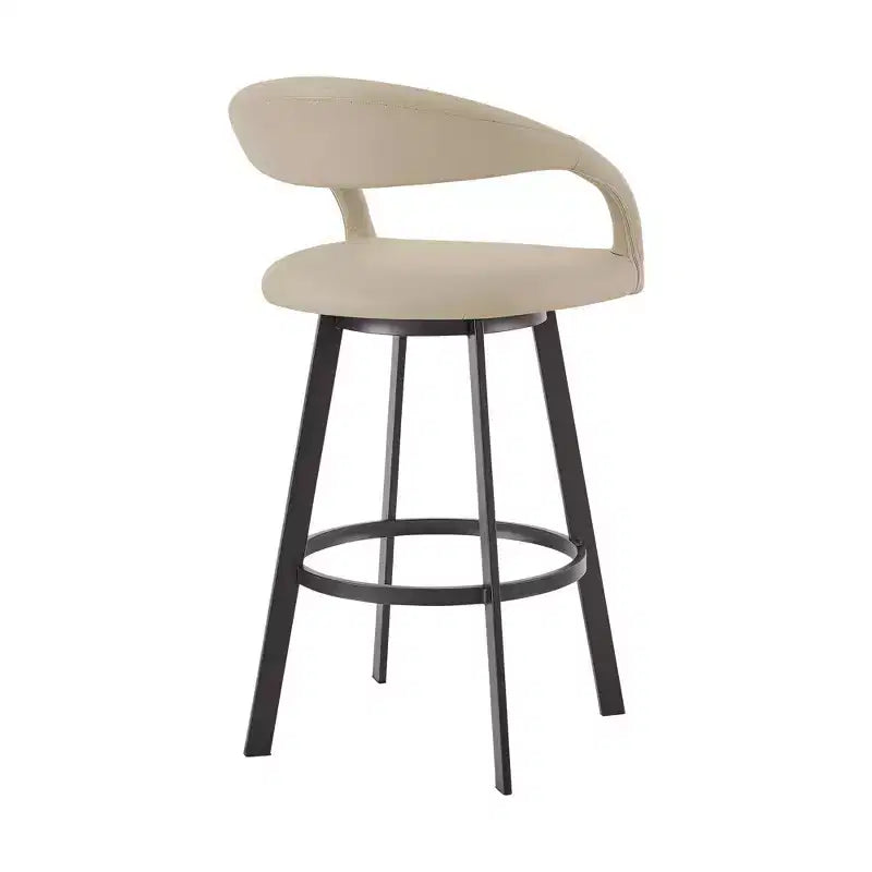 Tabouret de bar pivotant hauteur comptoir 26", cadre en fer et similicuir, capacité 113 kg