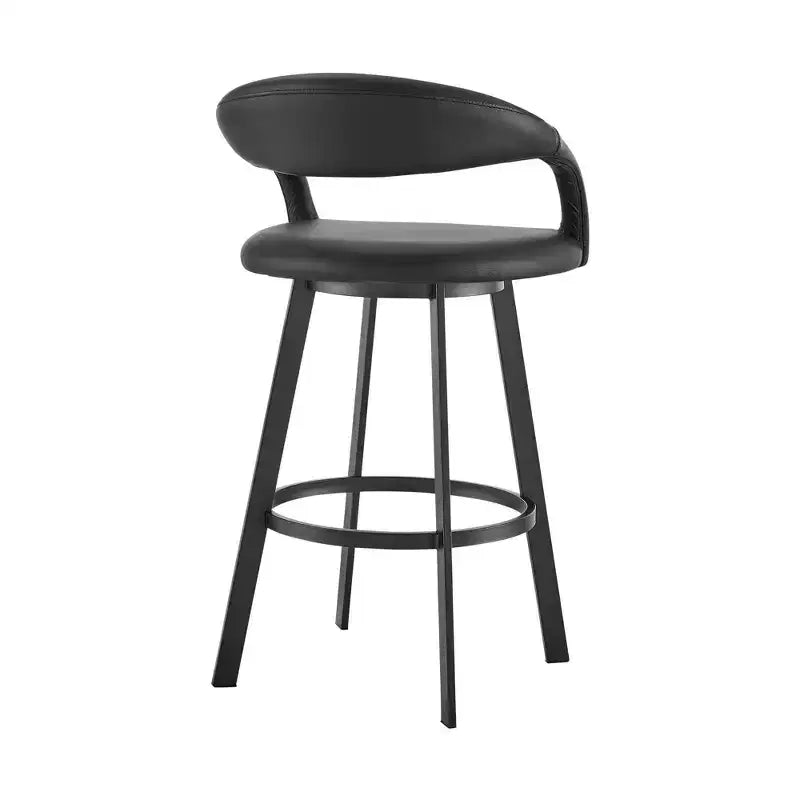 26" Swivel Counter Height Barstool, Iron Frame & Faux Leather, 250 lb Capacity