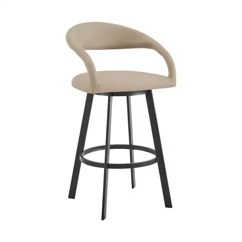 26" Swivel Counter Height Barstool, Iron Frame & Faux Leather, 250 lb Capacity