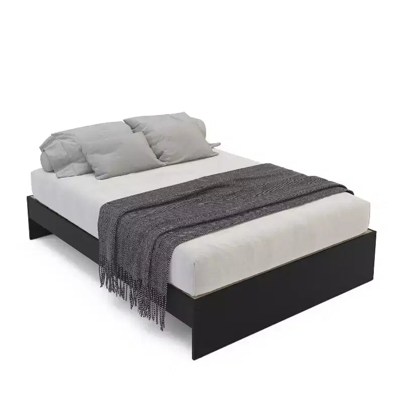 Platform Bed with Bookcase Headboard, 3 Open Shelves & Wood Slats, 500 lb Capacity