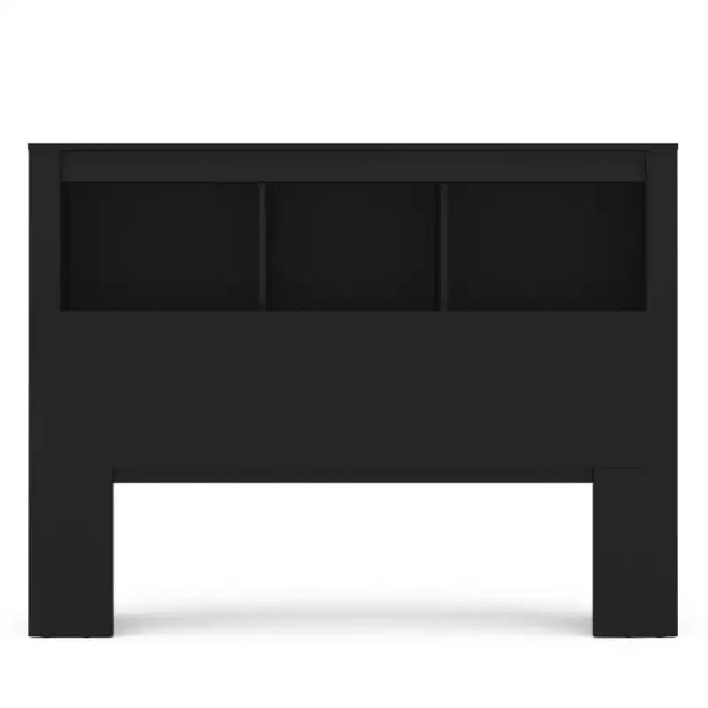 Platform Bed with Bookcase Headboard, 3 Open Shelves & Wood Slats, 500 lb Capacity