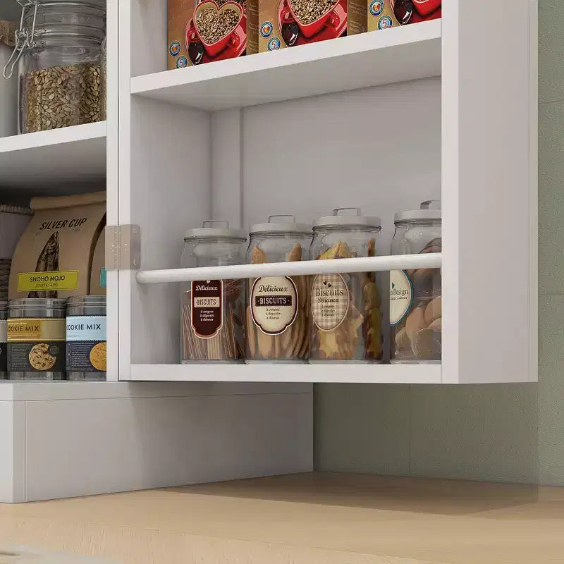Armoire de cuisine autoportante de 65 po avec 8 étagères et 4 portes