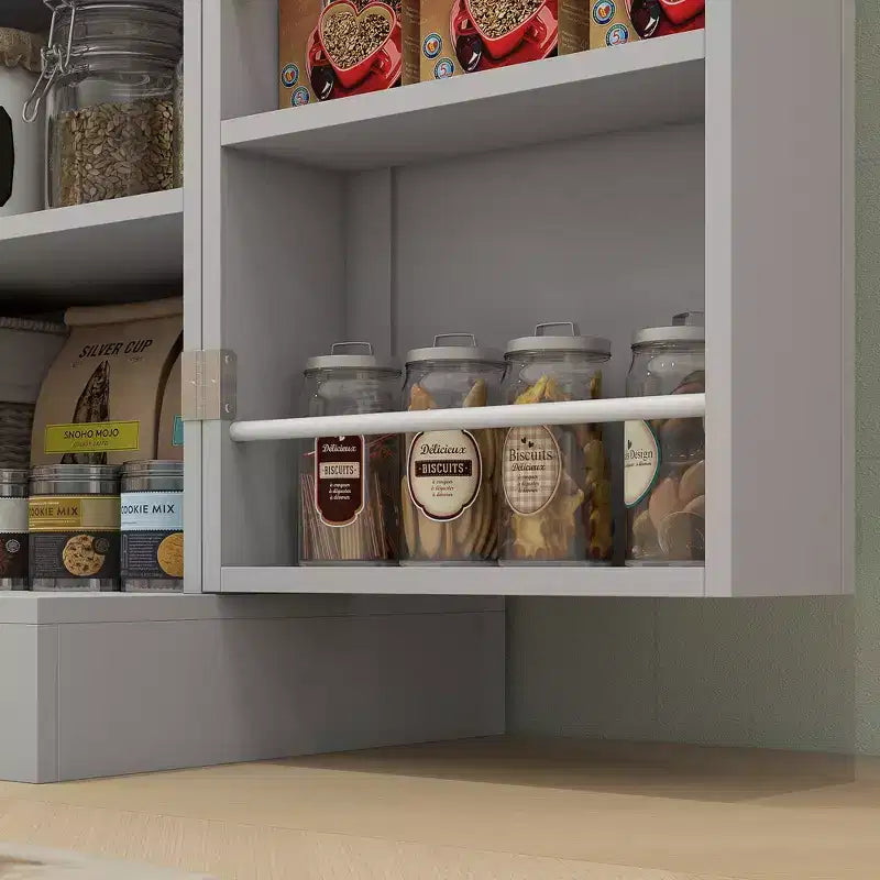 Armoire de cuisine autoportante de 65 po avec 8 étagères et 4 portes