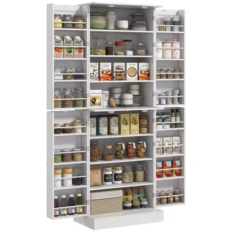 65" Freestanding Kitchen Pantry Cabinet with 8 Shelves & 4 Doors