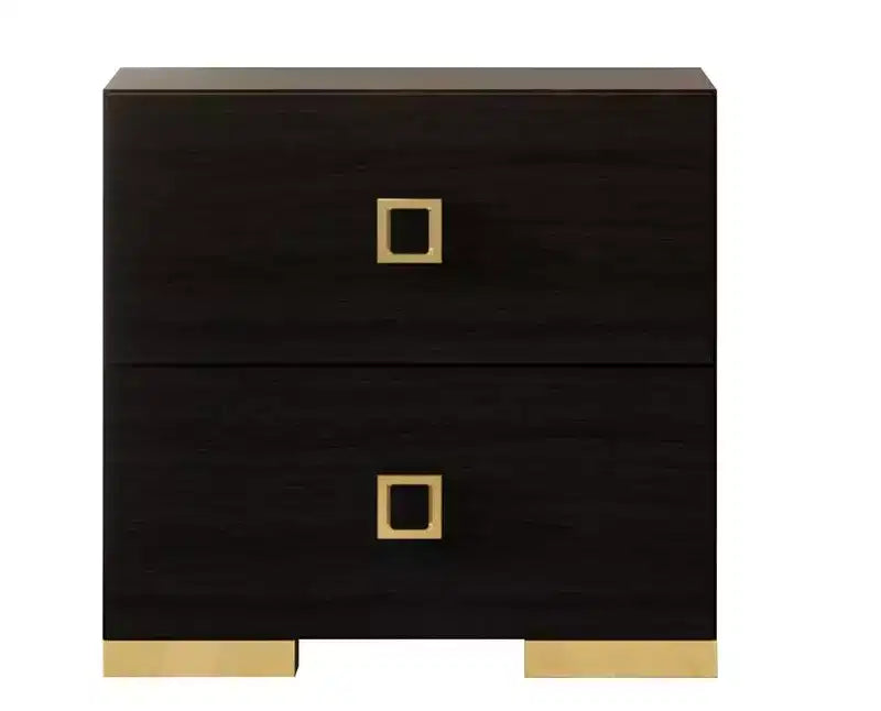 Lot de 2 tables de chevet avec tiroir, pieds en métal doré, blanc/noir