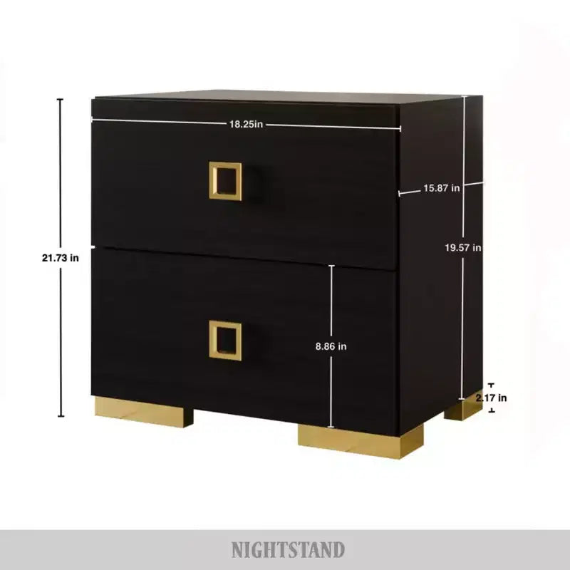 Lot de 2 tables de chevet avec tiroir, pieds en métal doré, blanc/noir