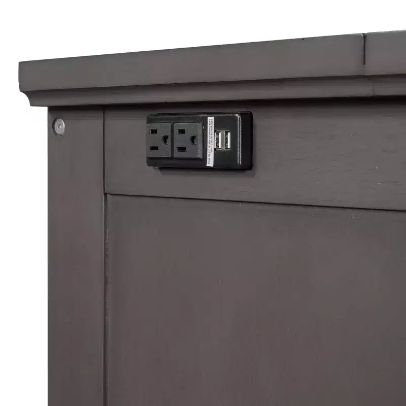 Lit escamotable en bois, taille Queen/double, avec port USB et tiroirs de rangement