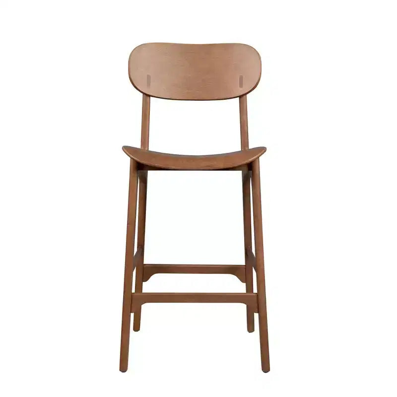 Tabouret de bar en bois, assise carrée, dossier mi-hauteur, hauteur d'assise de 76 cm, capacité de 181 kg