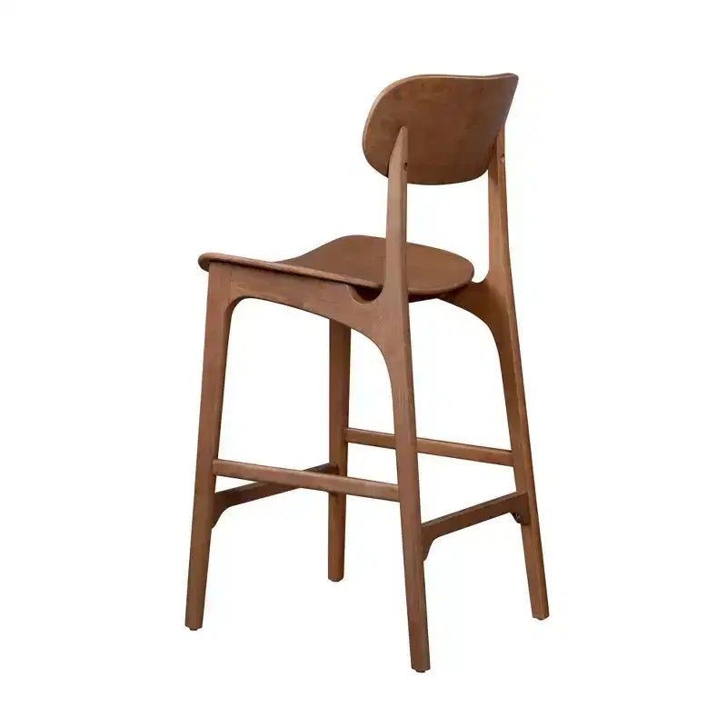 Wood Bar Stool, Square Seat, Mid Back, 30" Seat Height, 400 lb Capacity