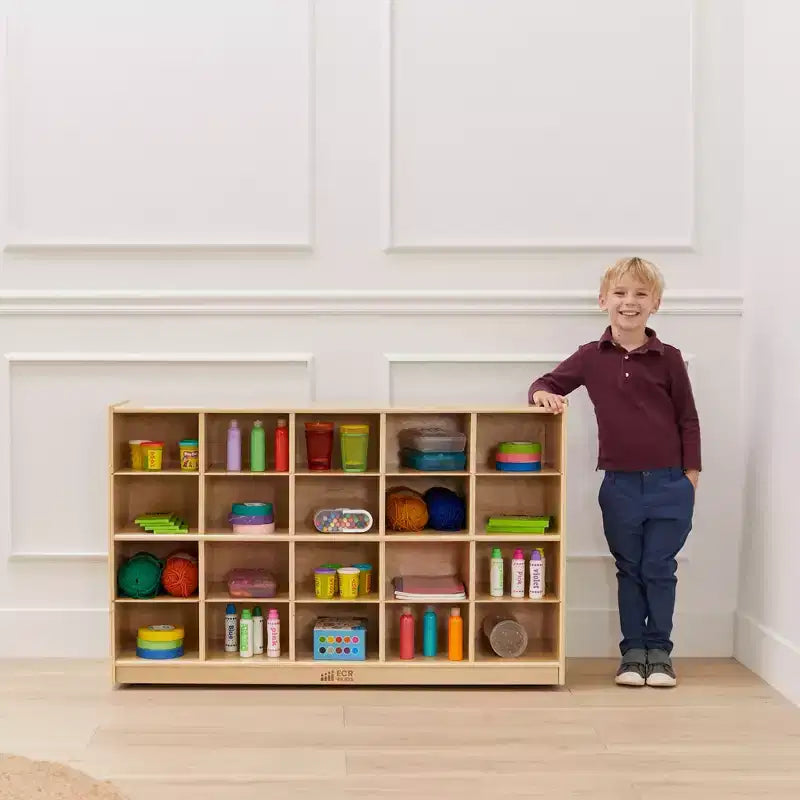 Meuble de rangement mobile à 20 casiers (4x5) pour salle de classe ou salle de jeux