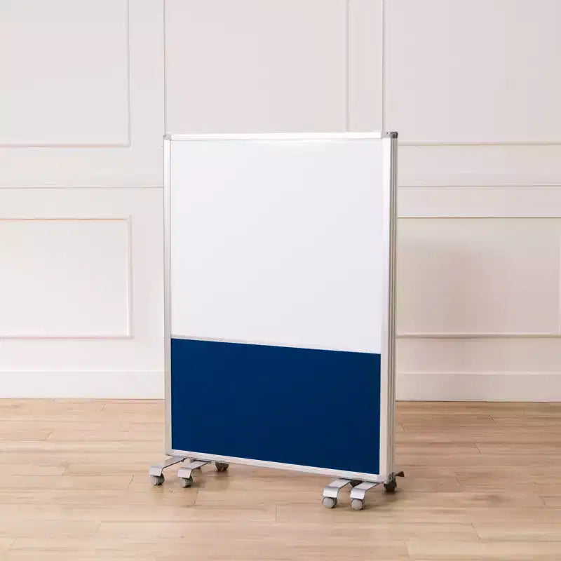 Séparateur de pièce mobile à 3 panneaux, tableau effaçable à sec et flanelle, avec roulettes verrouillables