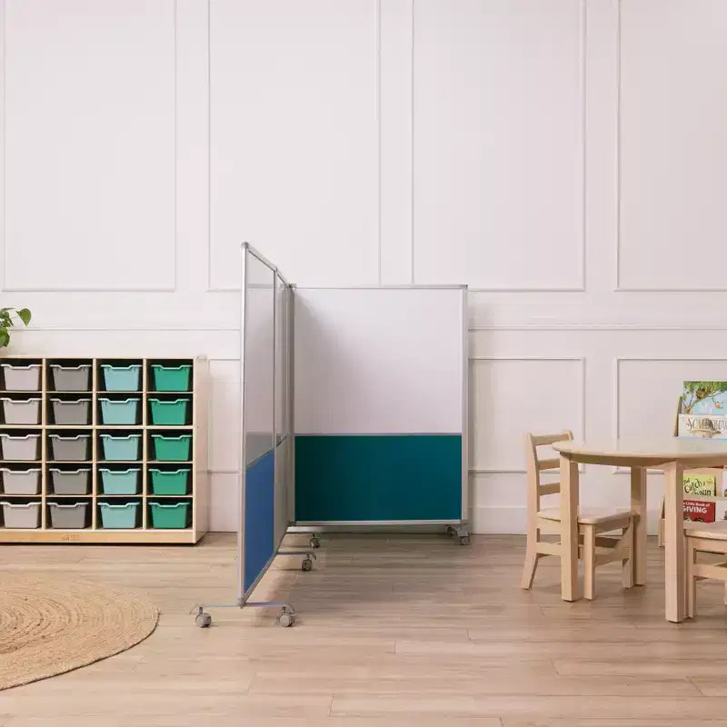 Séparateur de pièce mobile à 3 panneaux, tableau effaçable à sec et flanelle, avec roulettes verrouillables