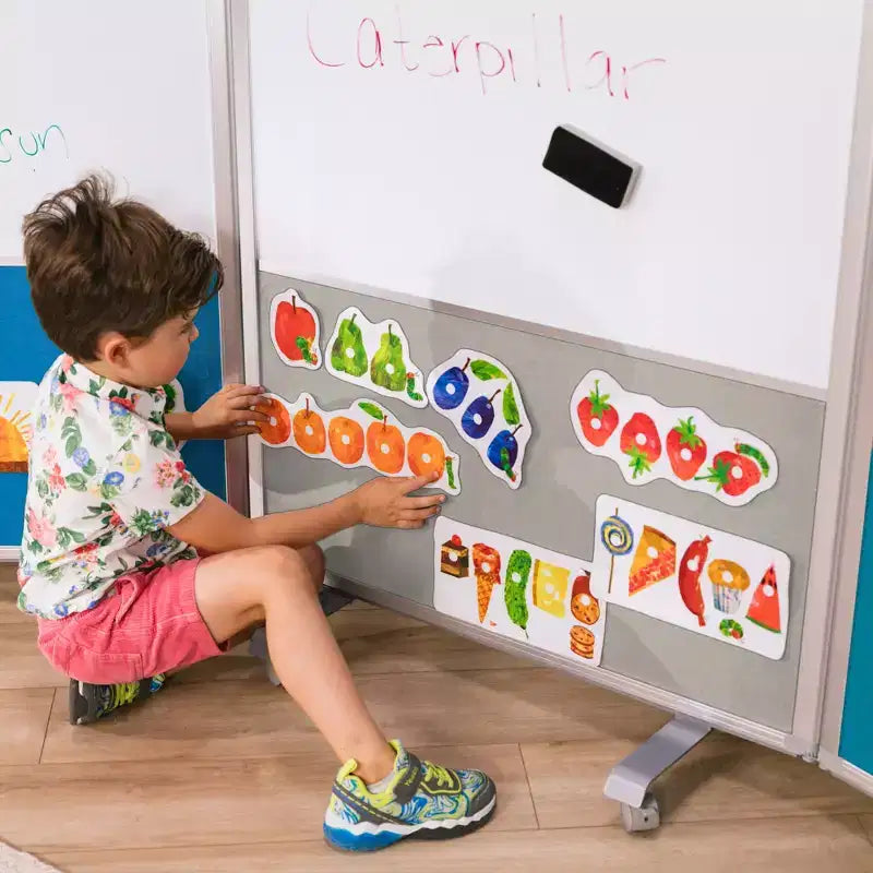 Séparateur de pièce mobile à 3 panneaux, tableau effaçable à sec et flanelle, avec roulettes verrouillables