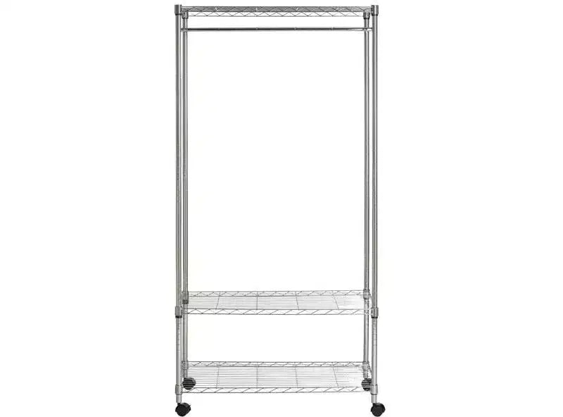 3-Tier Chrome Garment Rack with Wheels, 88 lb Capacity